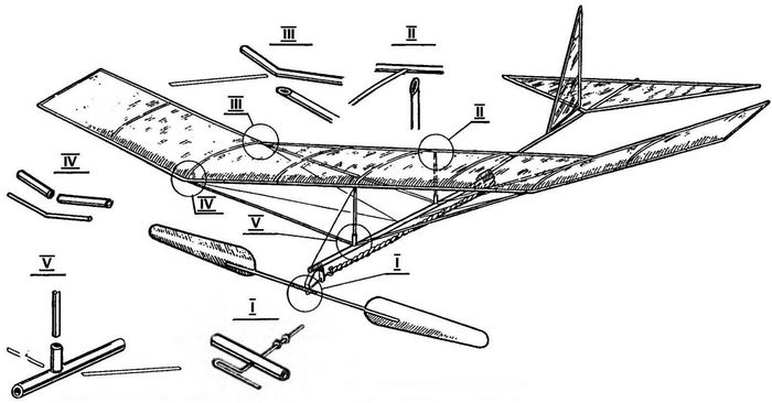Комнатная резиномоторная модель самолета