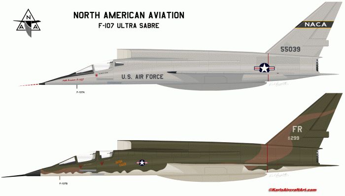 Опытный истребитель-бомбардировщик north american f-107a и f-107b ultra sabre. сша