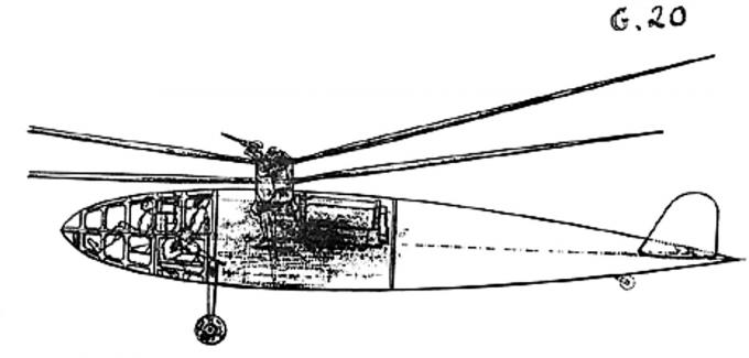 Опытный вертолет dorand g.20 (g.ii). франция