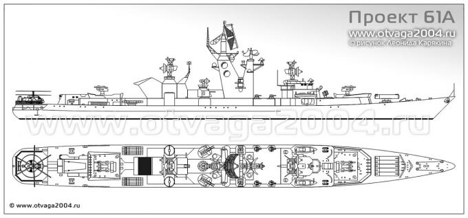 Проект атомного большого противолодочного корабля проекта 61а. ссср
