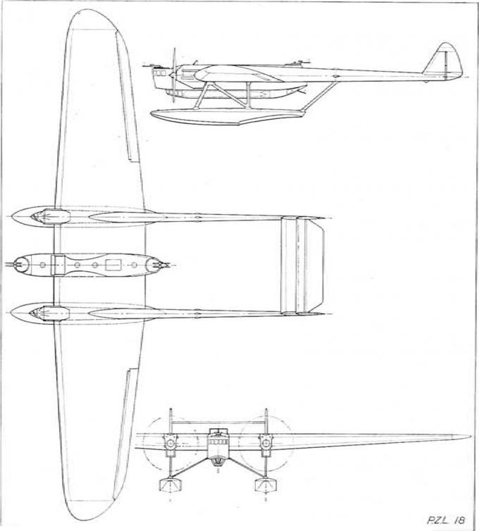 Проект гидросамолета-бомбардировщика/торпедоносца p.z.l.18. польша